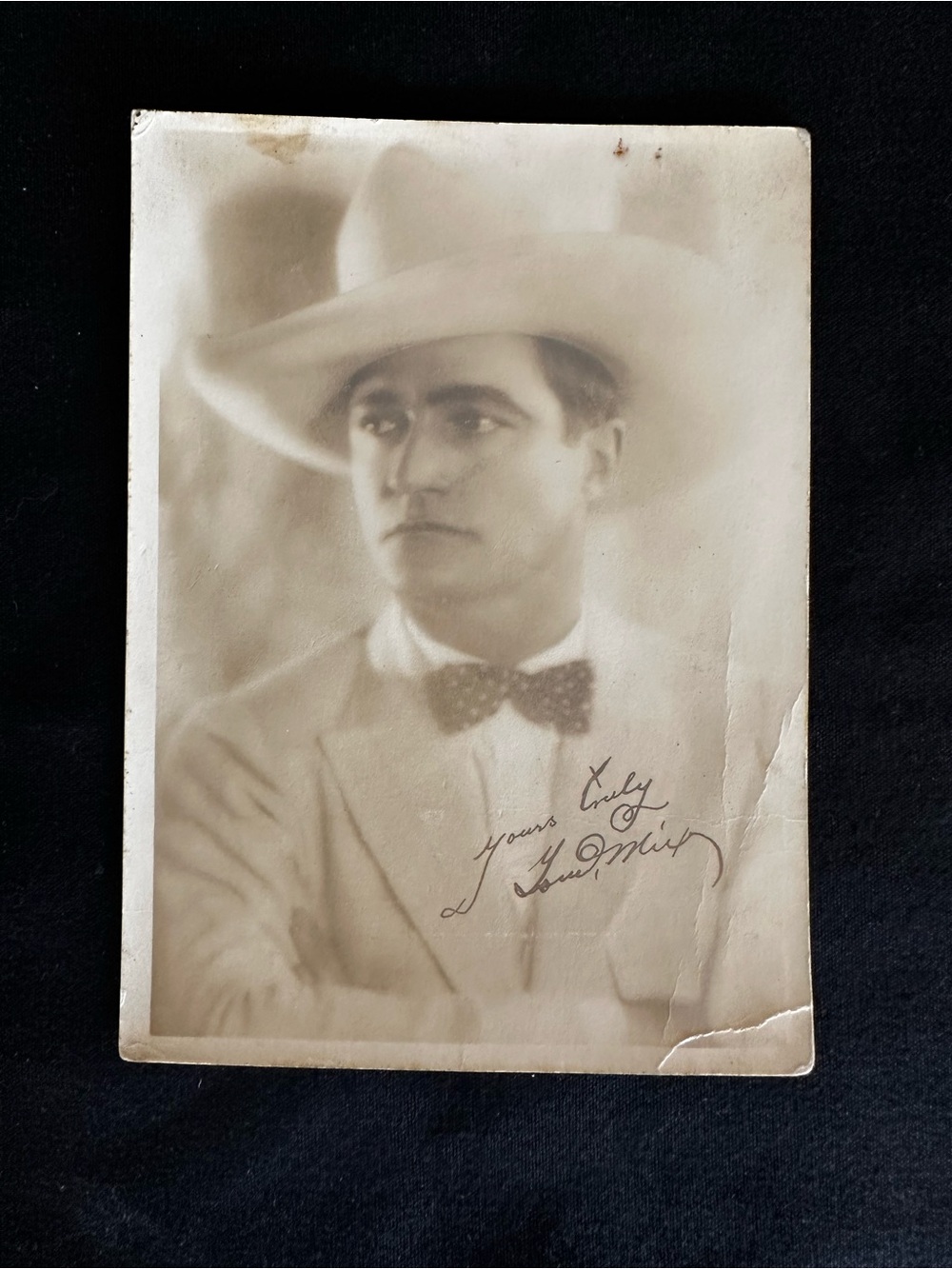 Vintage Silent Movie Cowboy Actor Tom Mix Sepia 5x7 Signed Portrait Postcard